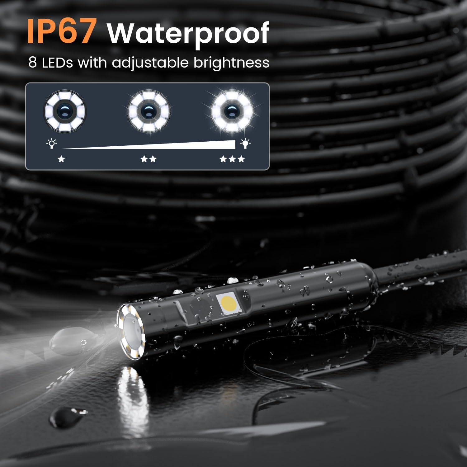 Endoscope Camera with Light: 4.3" 1080P HD Dual-Lens Inspection Borescope Camera for Sewer - 16.4ft Waterproof Industrial Endoscope - Flexible Snake Bore Scope for Plumbing Automotive
