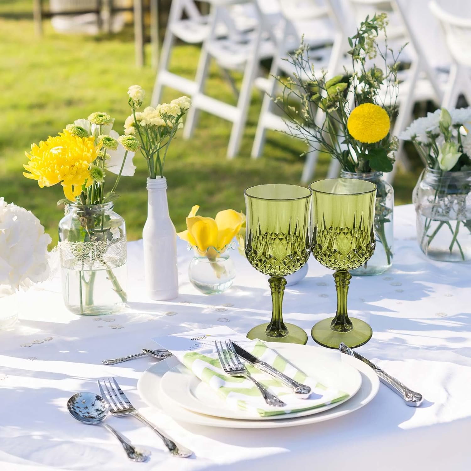 48 Pack Emerald Green Plastic Wine Glasses Vintage Style Reusable Plastic Cups Suitable for Weddings Banquets Parties Birthdays - Image 7