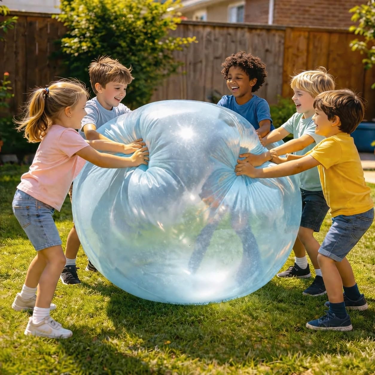 Giant Super Bubble Ball,47 Inch Inflatable Water Balloon Reusable Large Bouncy Ball,Swing Ball Outdoor Garden Game for Kids and Adults,Beach Party Toys, Durable Transparent Water Bubble Ball