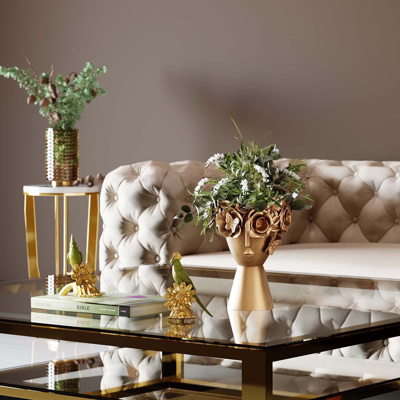 Kare Design Vase Flowercrown, Gold, 31cm Höhe, Blumenvase, Deko Vase, Wohnaccessoire, Vase für Trockenblumen, Wohnzimmer