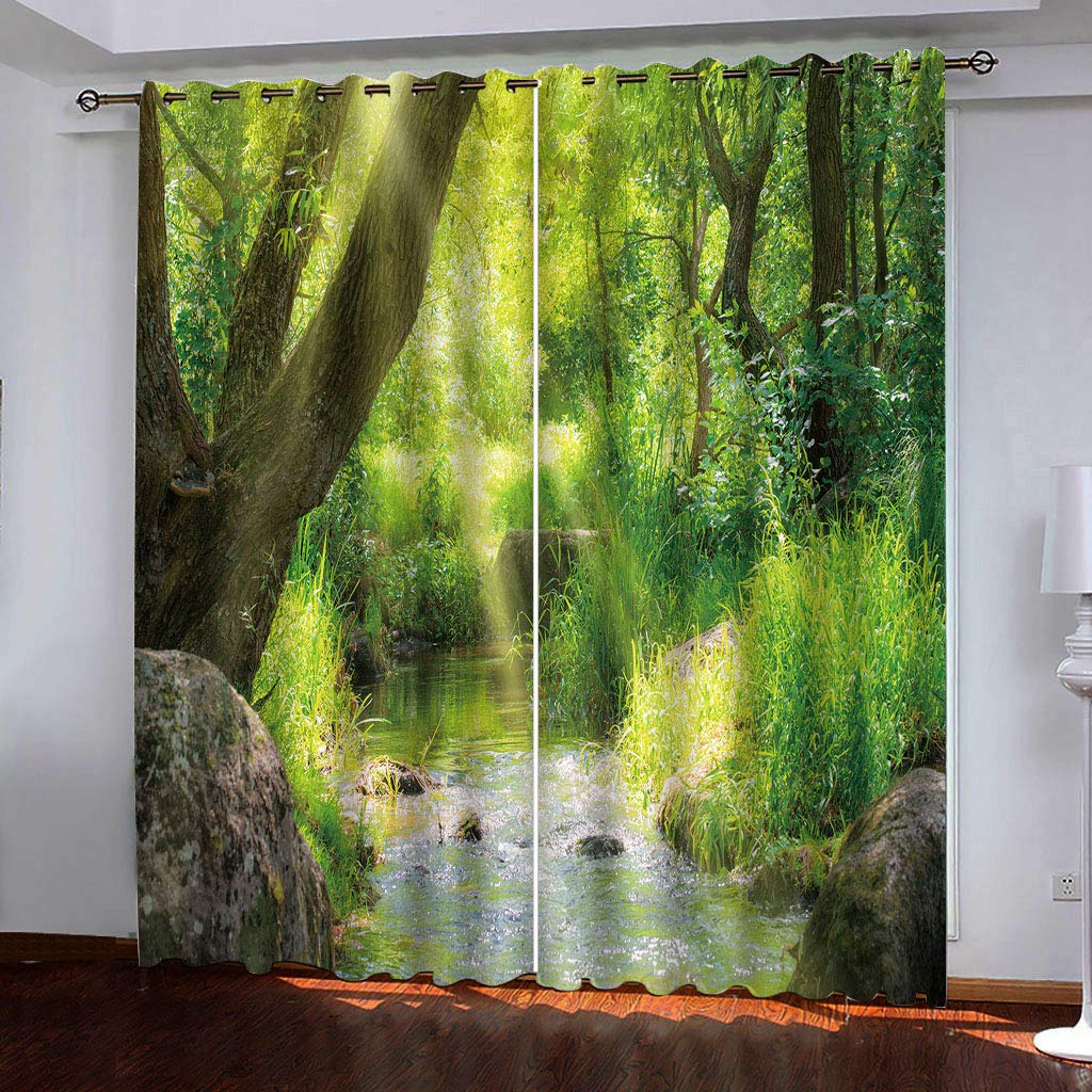 Rideaux Occultants Vert Forêt 140x290 cm | Paire de Draperies Opaque