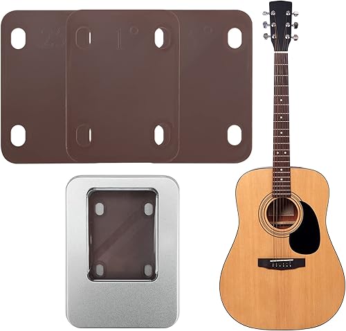 Juego de cuñas de guitarra para cuello, 3 piezas de placas de cuello atornilladas duraderas con caja esmerilada para guitarras eléctricas y bajos -