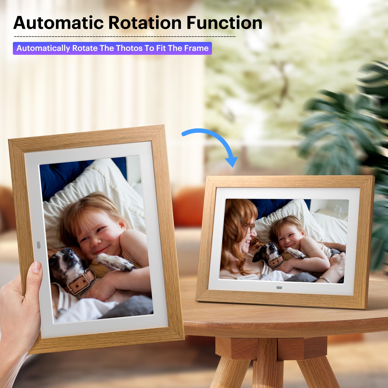 Digitaler Bilderrahmen 10 Zoll, BWJBSW Digitaler Bilderrahmen mit Fernbedienung, HD-Display Foto und Video, Unterstützung 32 GB SD-Karte, USB, automatische Drehung, Auto ON/Off, Abnehmbarer