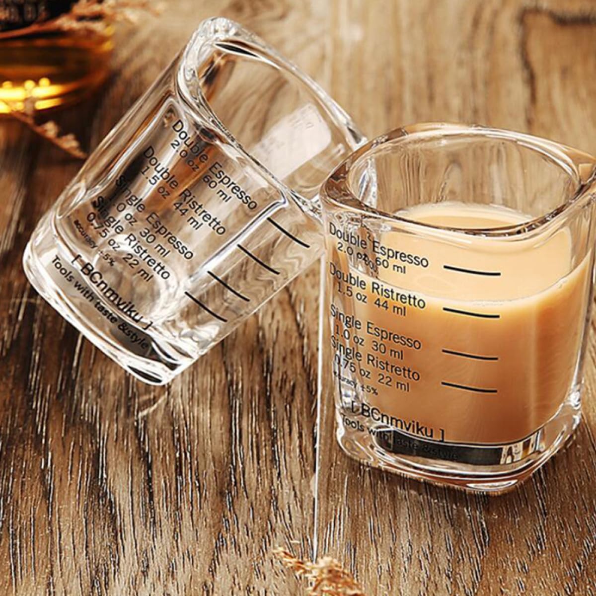 UKCOCO 6 Stück Espressotassen aus Borosilikatglas 60 Ml mit Skala Messbecher für Kaffee Tee Milch Kreatives Messwerkzeug für Zuhause und Schule