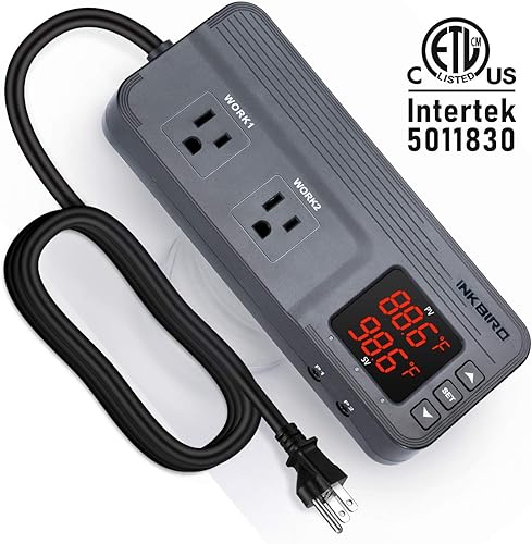 Miniatura 2 de Inkbird Controlador de temperatura ITC-608T con sensor de temperatura dual AC termostato de salida de etapa dual con 12 etapas de tiempo de 1800 W