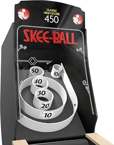 Miniatura 3 de Skee-Ball Juego de máquina de mesa arcade para sala de recreación en el sótano del hogar, diversión clásica nostálgica premium y nostálgica de rollo