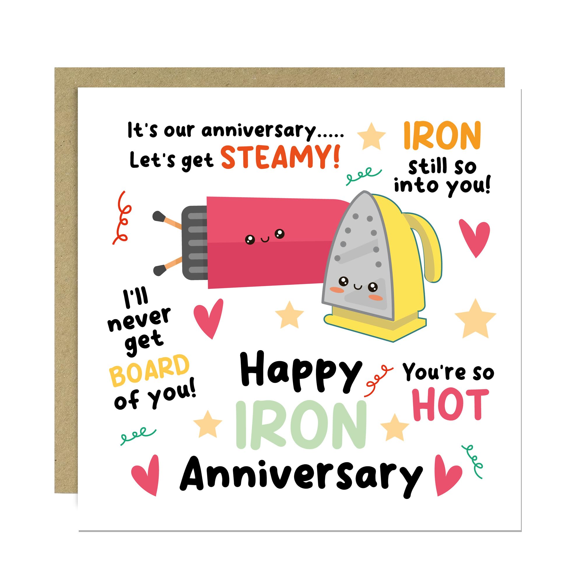 RED OCEAN Happy Iron Anniversary Card For Husband Wife 6th Anniversary Card With Kraft Envelope Novelty For Couple Partner 6th Cards