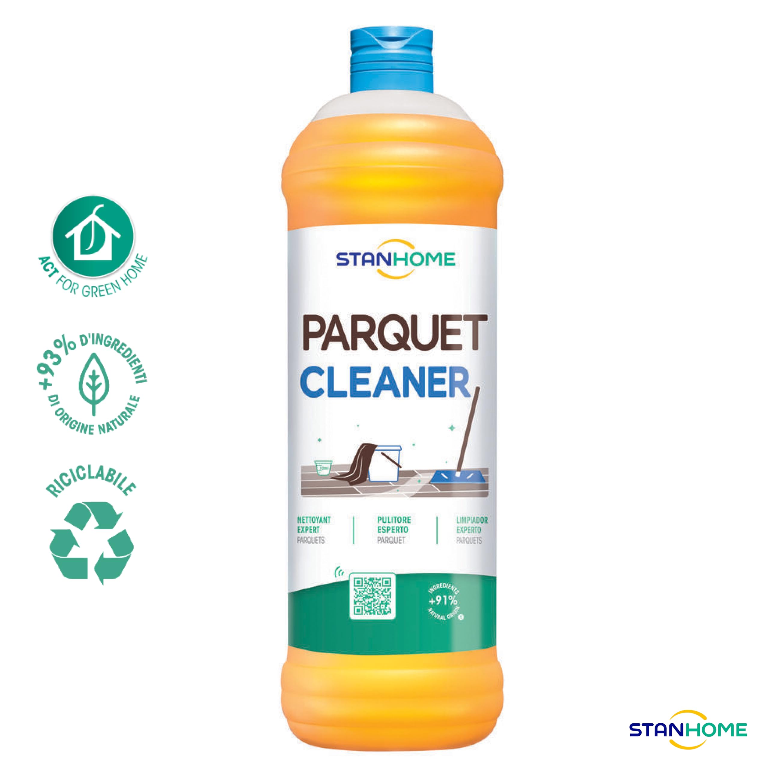 STANHOME | Pulitore Esperto Parquet, PARQUET CLEANER, Detergente Parquet, Sgrassa e Mantiene Brillantezza, Senza Risciacquo, 1000 ml