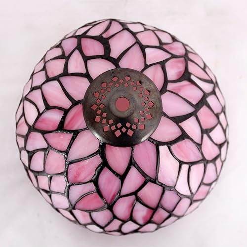 Miniatura 7 de WERFACTORY Pequeña lámpara Tiffany escritorio rosa estilo glicina manchada hongos lámpara de mesa bronce mini lámpara de acento W8H11 pulgadas serie