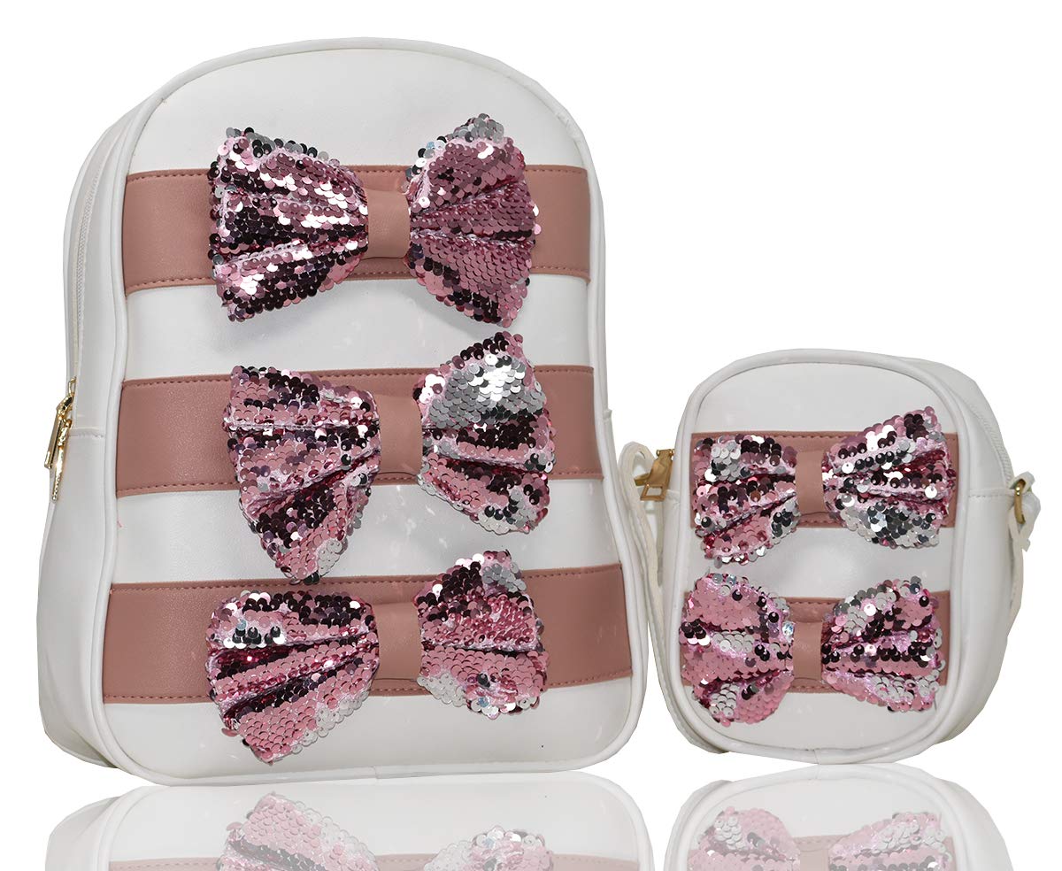TYPIFYGirl's PU Backpack and Sling Bag (White) -Combo of 2 Pieces