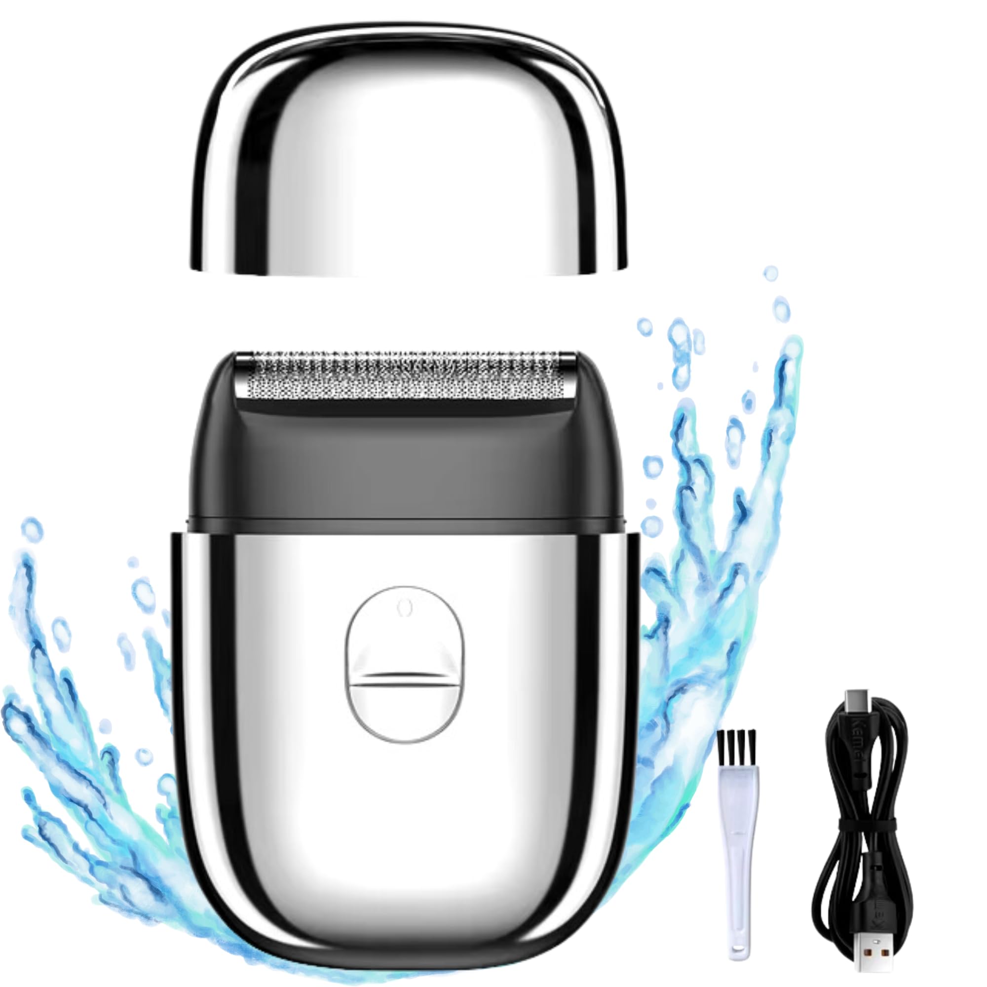 Electric Shaver for Men - Rechargeable Cordless Hair and Beard Trimmer With Precision Shaving, Compact Design, Soft-Touch Ergonomic Grip, Type C Charging - Silver