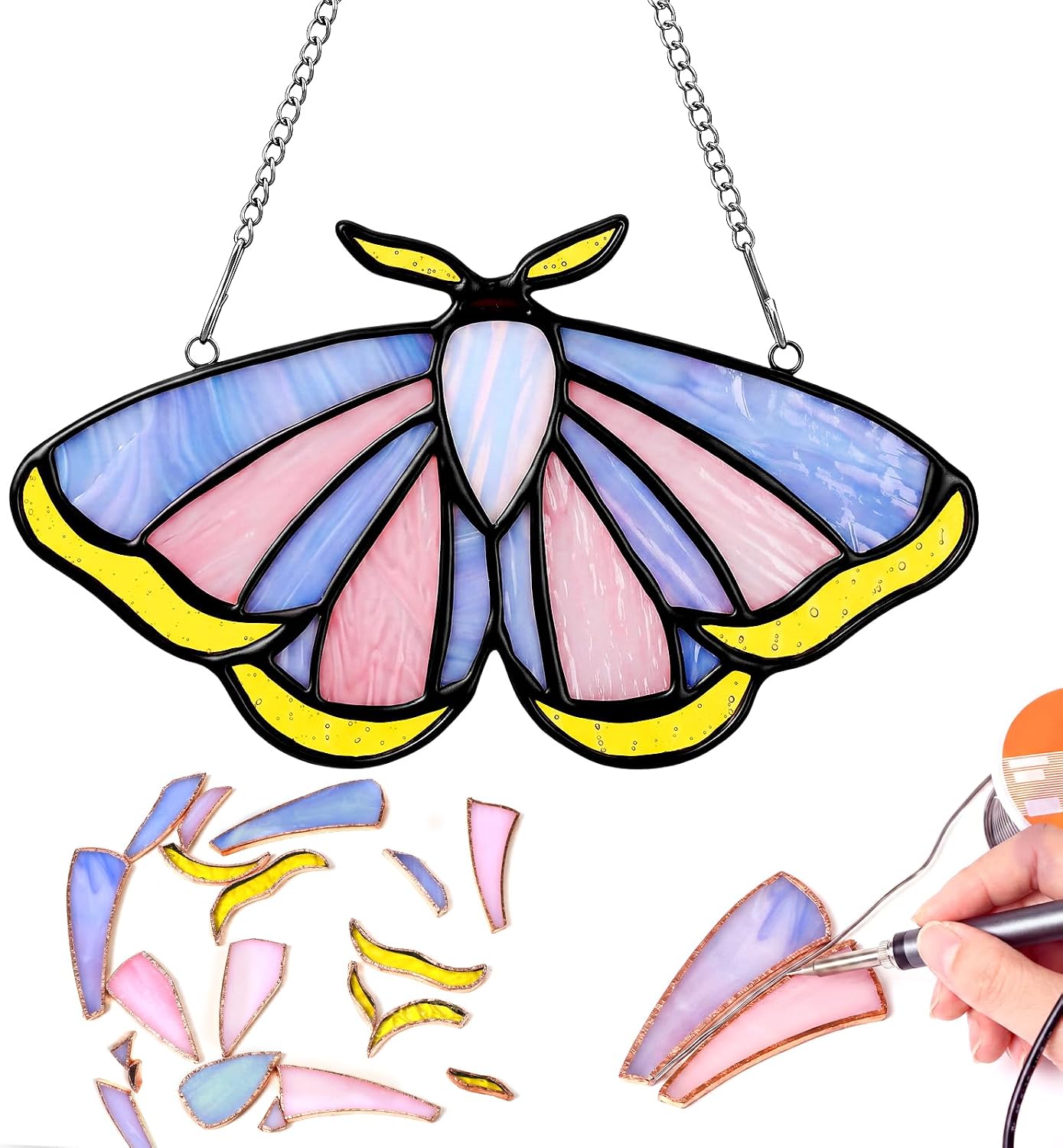Junkin 1 Set Pre Cut Hummingbird Stained Glass Suncatcher Kit
