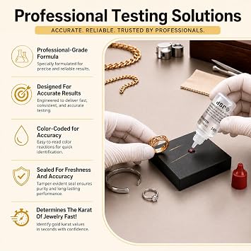 Gemtone Gold Testing Kit, 18K Purity Testing Solution, 6 Bottles, Jewelry and Precious Metal Analysis