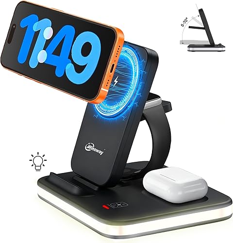 Miniatura 2 de Cargador inalámbrico de carga con luz nocturna, soporte plegable 4 en 1, soporte de cargador para múltiples dispositivos para Apple - iPhone 17 16