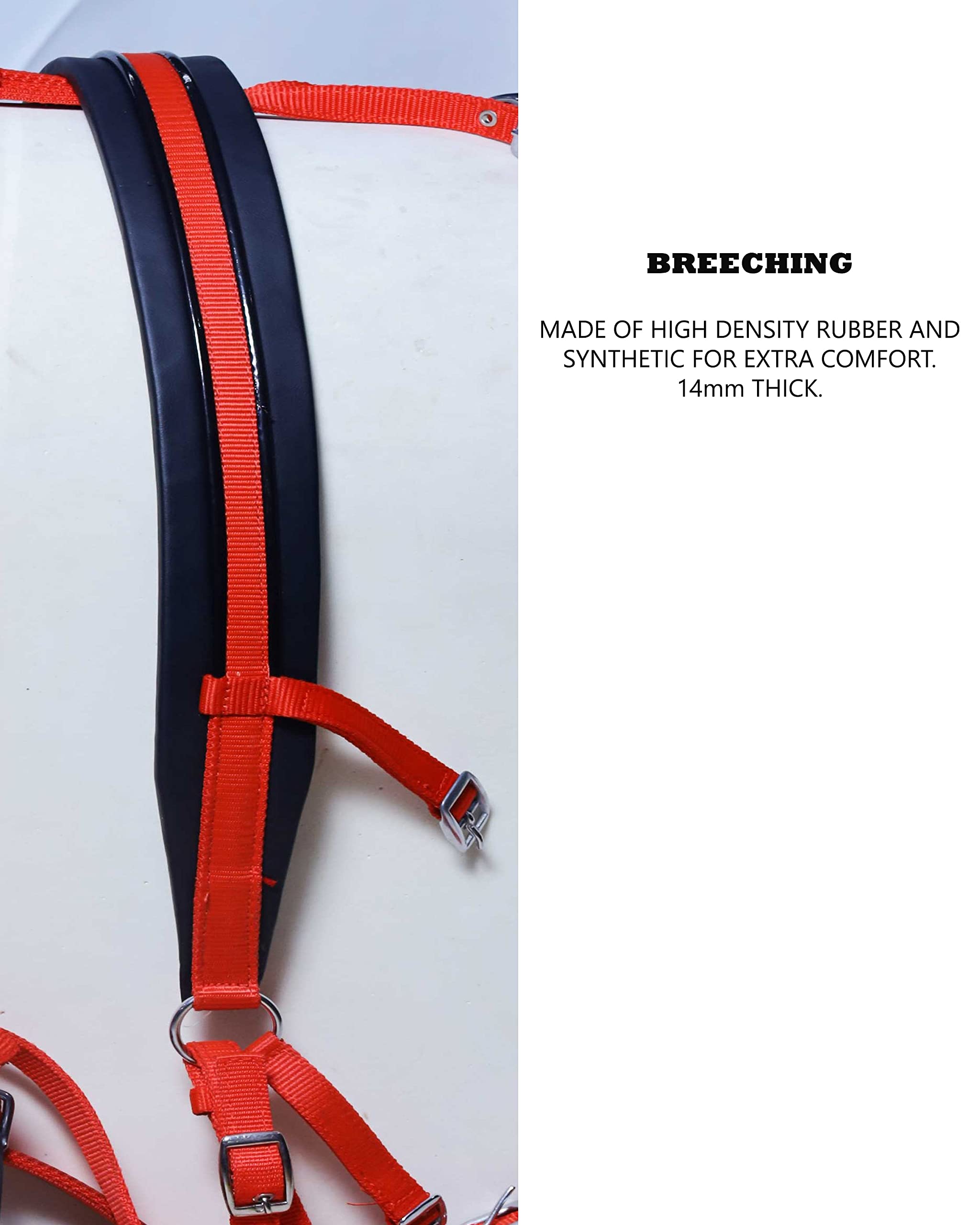 Harnais de conduite pour chariot de cheval en nylon Rouge et noir Mini Shetland