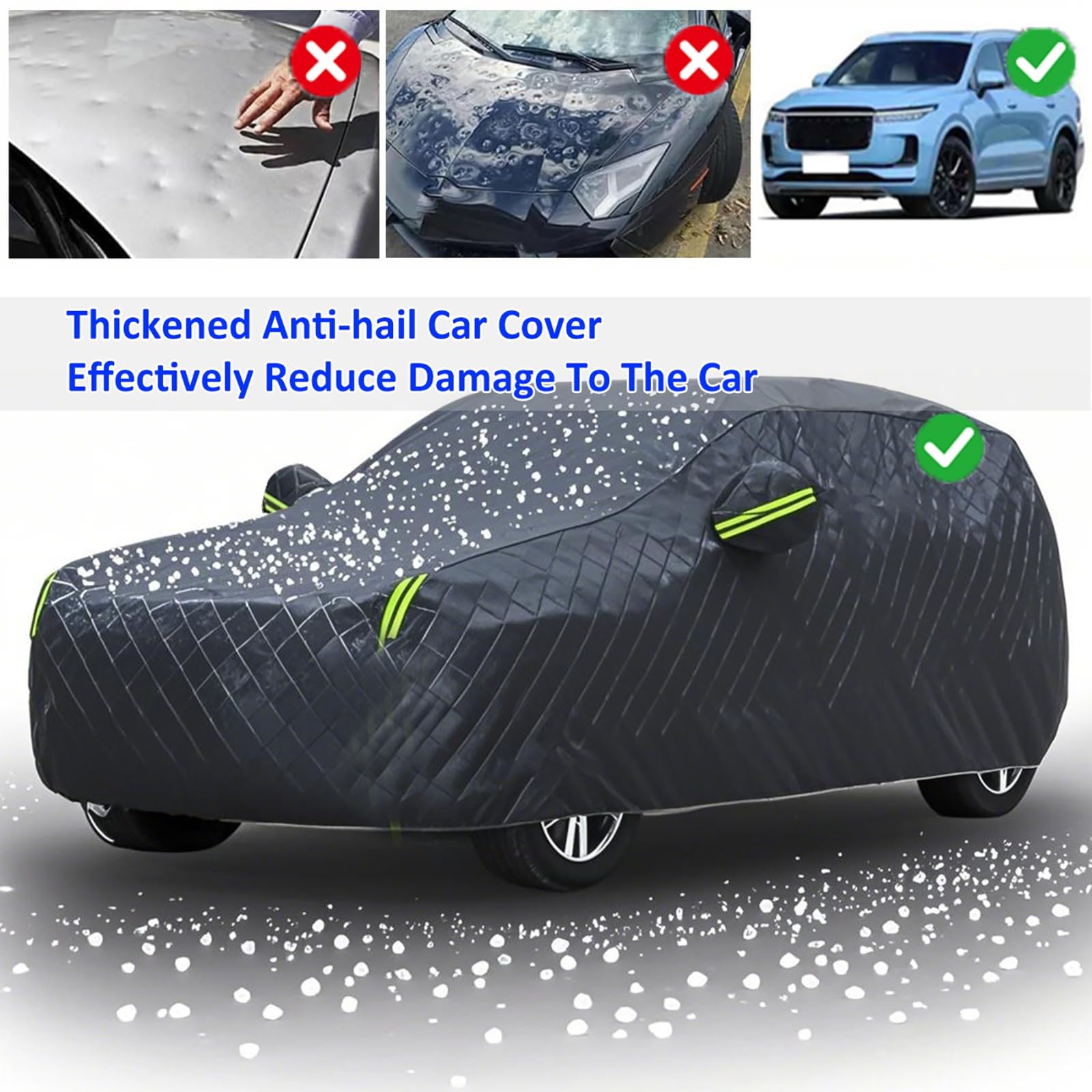 Telo Copriauto Antigrandine per Jaecoo 5 EV 2025,Copertura Auto Impermeabile da Esterno con Imbottitura Spessa in Cotone,Antivento Antigraffio UV Protezione per Berline e SUV(Nero)