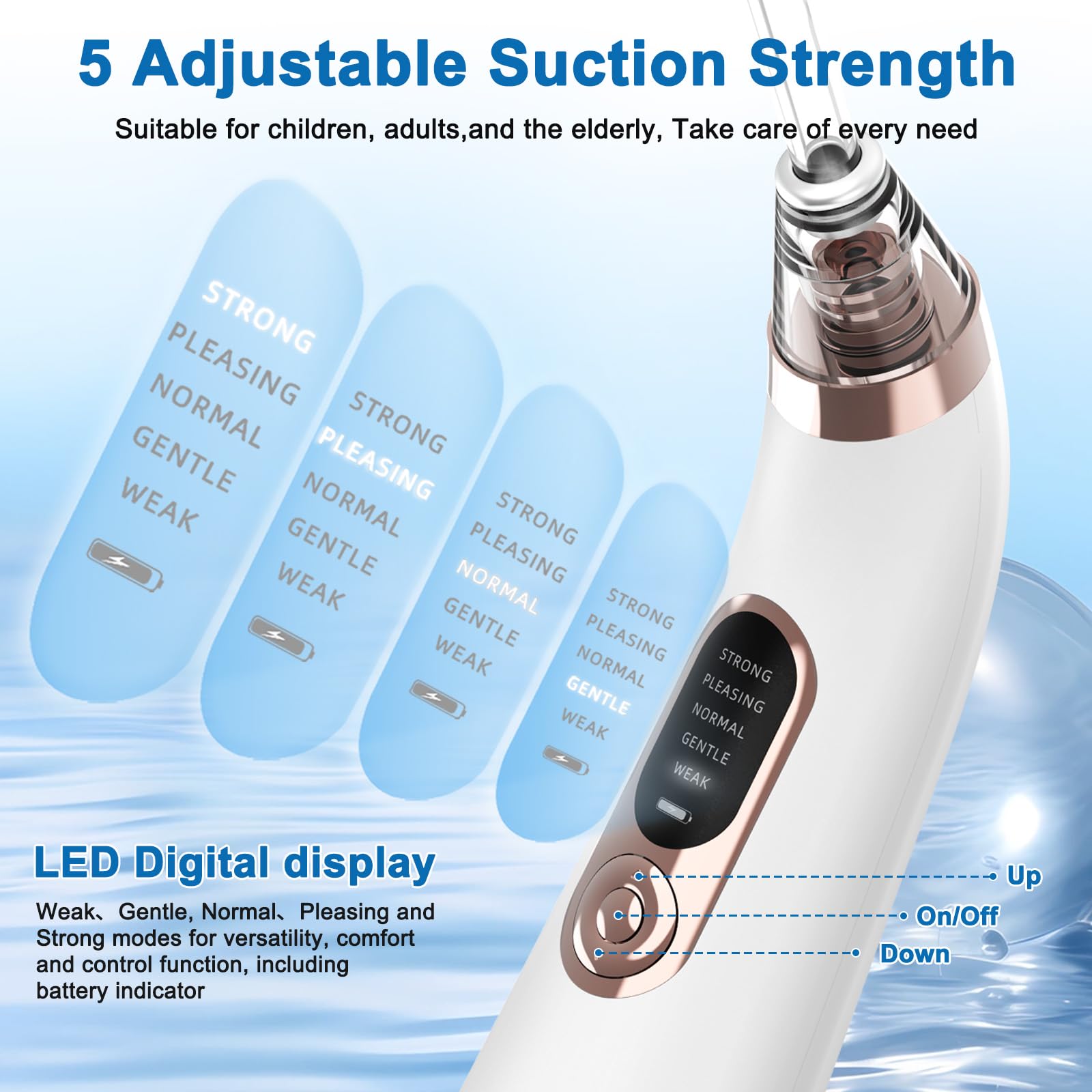 Kit de Nettoyage d’amygdales, Aspirateur électronique pour enlever les amygdales, kit de retrait de pierres amygdales avec 5 modes d'aspiration, outil de retrait des tonsillolith, upgrade