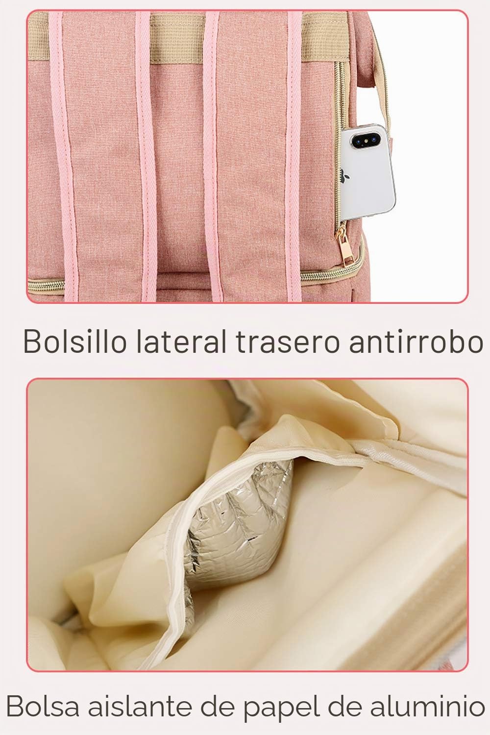Bolsa Termica Biberon Leche Materna Nevera Isotermica Porta Biberones Bebe, 2 Bolsas de Hielo Incluidas