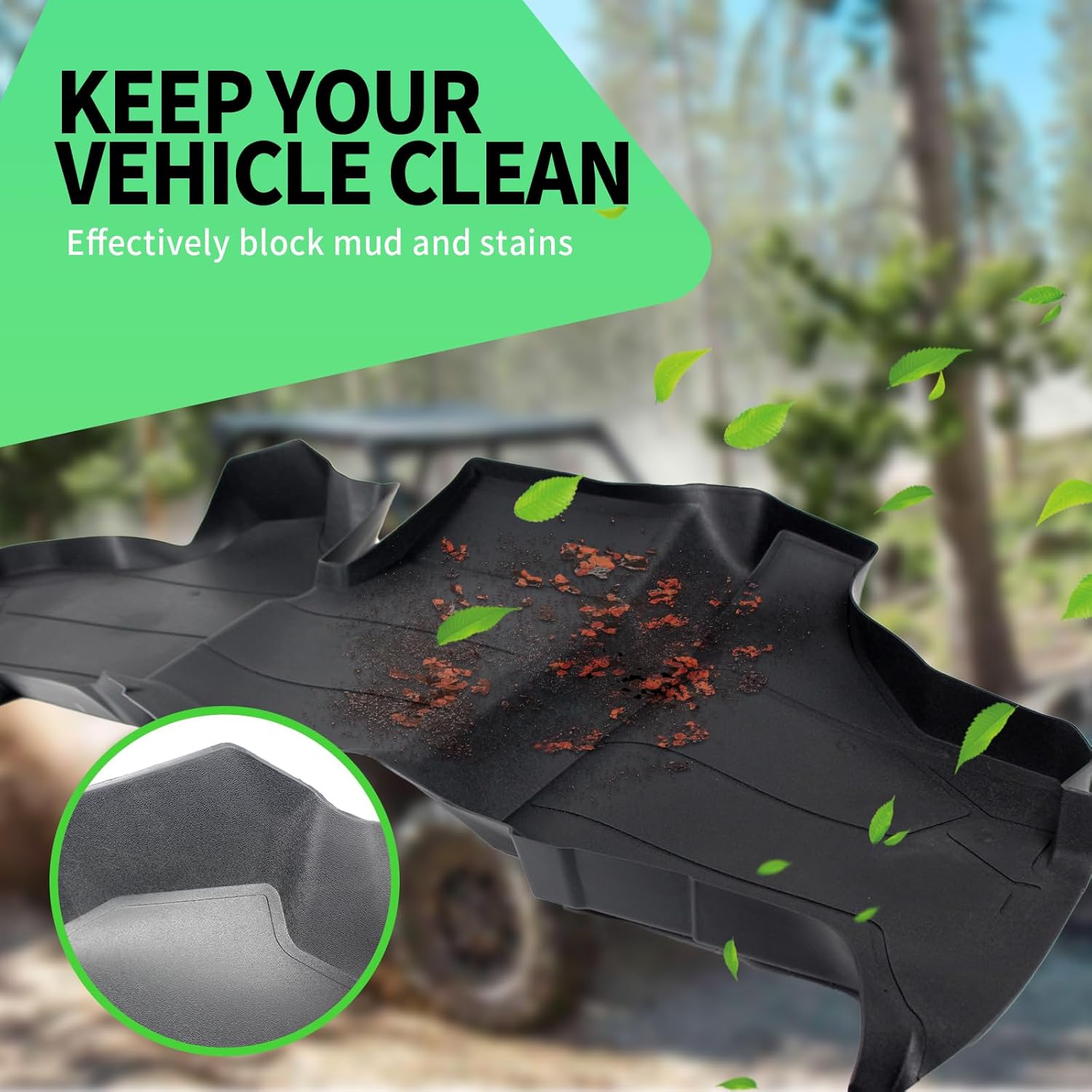 Front Floor Mats Compatible with 2016-2025 Honda Pioneer 1000 3P 5P 6P Accessories TPE Front Row Floor Slush Liner All Weather Protection Replacement for 0SP63-HL4-101, 0SP63-HL4-102 - Image 2