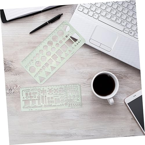 Miniatura 2 de Traje verde 6pcs Regla de dibujo matemático Traje verde Construcción Plantilla de medición Arquitectura Herramienta de medición Plantillas Dibujos