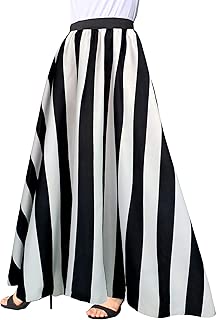 Afibi Women Chiffon Mopping Floor Length Big Hem Solid Beach High Waist Maxi Skirt - coolthings.us