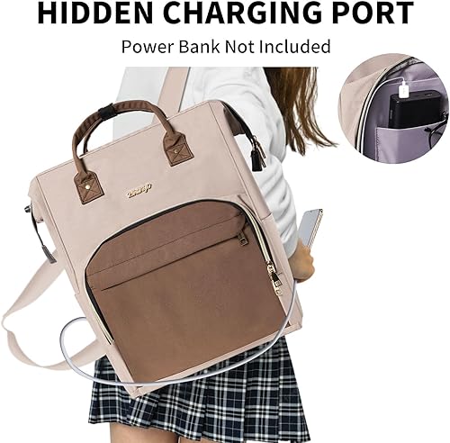 Miniatura 3 de Mochila para computadora portátil para mujer, mochila de viaje de moda para mujer, bolsa de trabajo para computadora,, Marrón, Classic