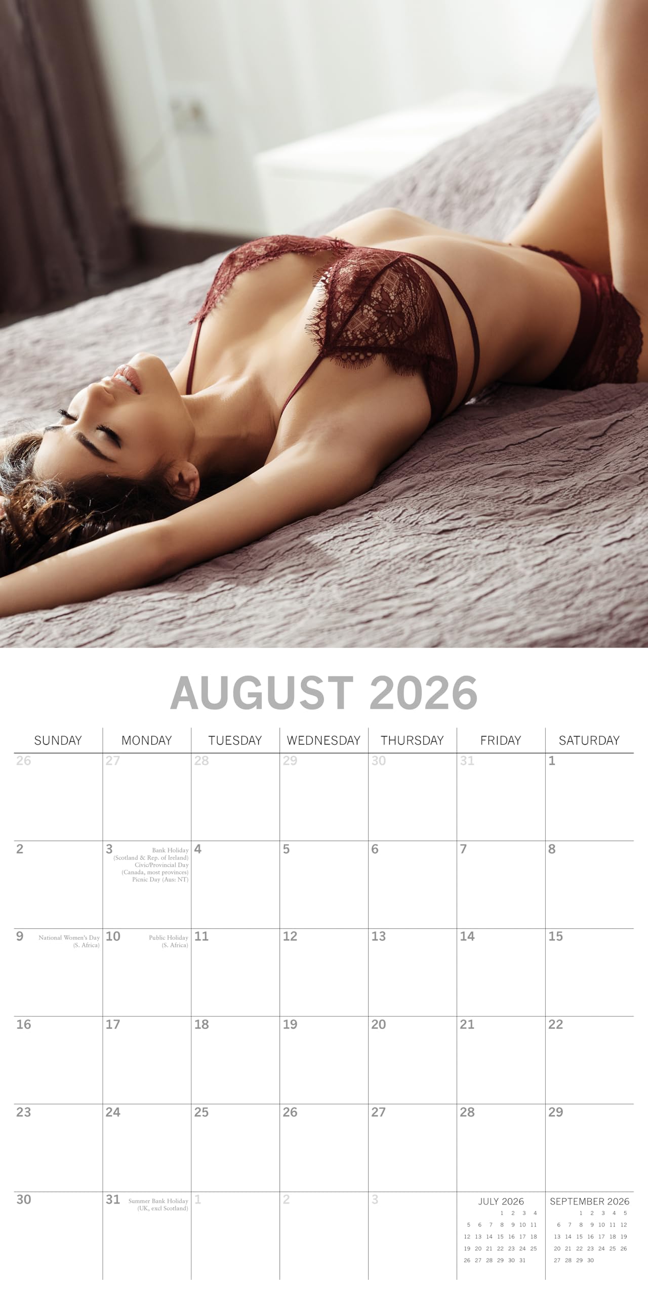 2026 Square Wall Calendar - Lingerie 12 x 12 Inch Monthly View, 16-Month, Unveiled Theme, Includes 180 Reminder Stickers - Image 3