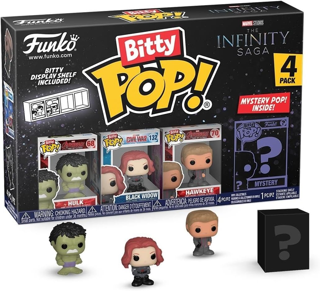 Bitty Pop! Marvel - Hulkand A Surprise Mystery Mini Figure - 0.9 Inch (2.2 Cm) - Marvel Comics Collectable - Stackable Display Shelf Included - Gift Idea - Party Bags Stocking