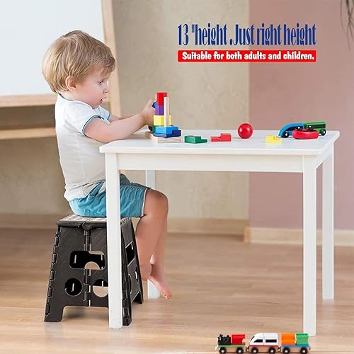 Miniatura 29 de Acko. Taburete plegable de 13 pulgadas de alto, resistente, para niños y adultos, cocina, jardín, baño, taburete con escalón.