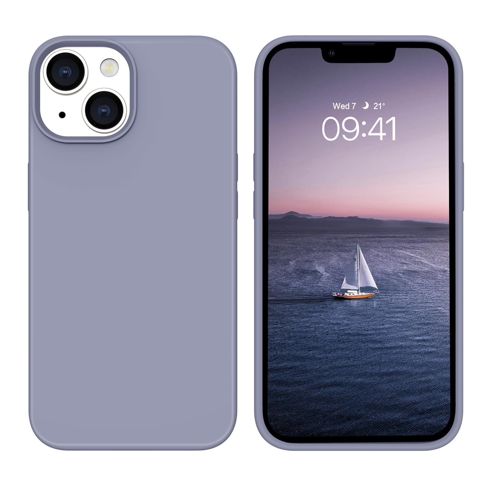 BENTOBEN Compatible with iPhone 14 Case, Soft Silicone Gel Rubber Bumper Microfiber Lining Hard Back Shockproof Protective Phone Cover for iPhone 14 6.1", Lavender Gray