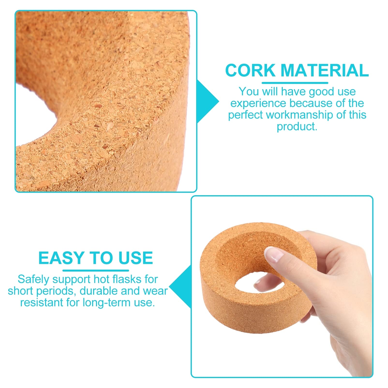 Support pour Flacons en Liège Rond, 2 Pièces, Orange | Fond Rond, Friction Accrue et Résistance à L’usure, Lot Pratique pour Usage en Laboratoire