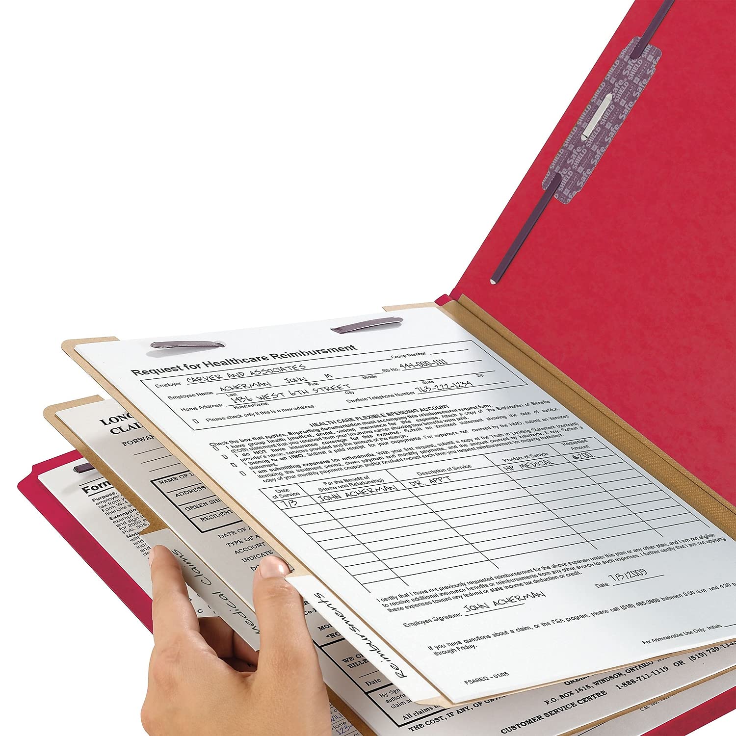 Smead Pressboard End Tab Folders, Letter, Six-Section, Bright Red, 10/Box by Smead