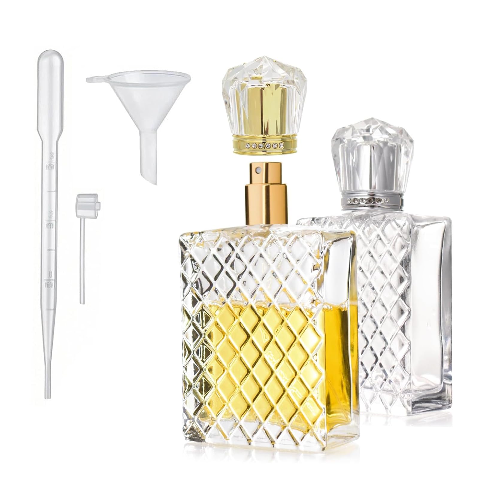 Perfume Atomizer Refillable, 2 PCS 100 ml Travel Perfume Bottle, Portable Liquid Storage for DIY Perfume Blending, Silver and Gold Design with Durable Construction-image-18