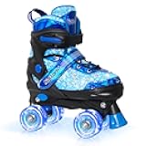 Nattork Kids Roller Skates for Girls Kids, 4 Sizes Adjustable Girls Roller Skates for Ages 3-12 with Light up Wheels & Safety Protection - Cool Birthday Gift for Indoor Outdoor Sports