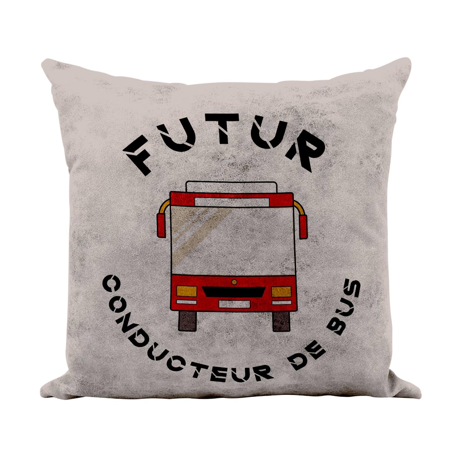 Coussin de prestige similicuir camel au toucher cuir motif chauffeur