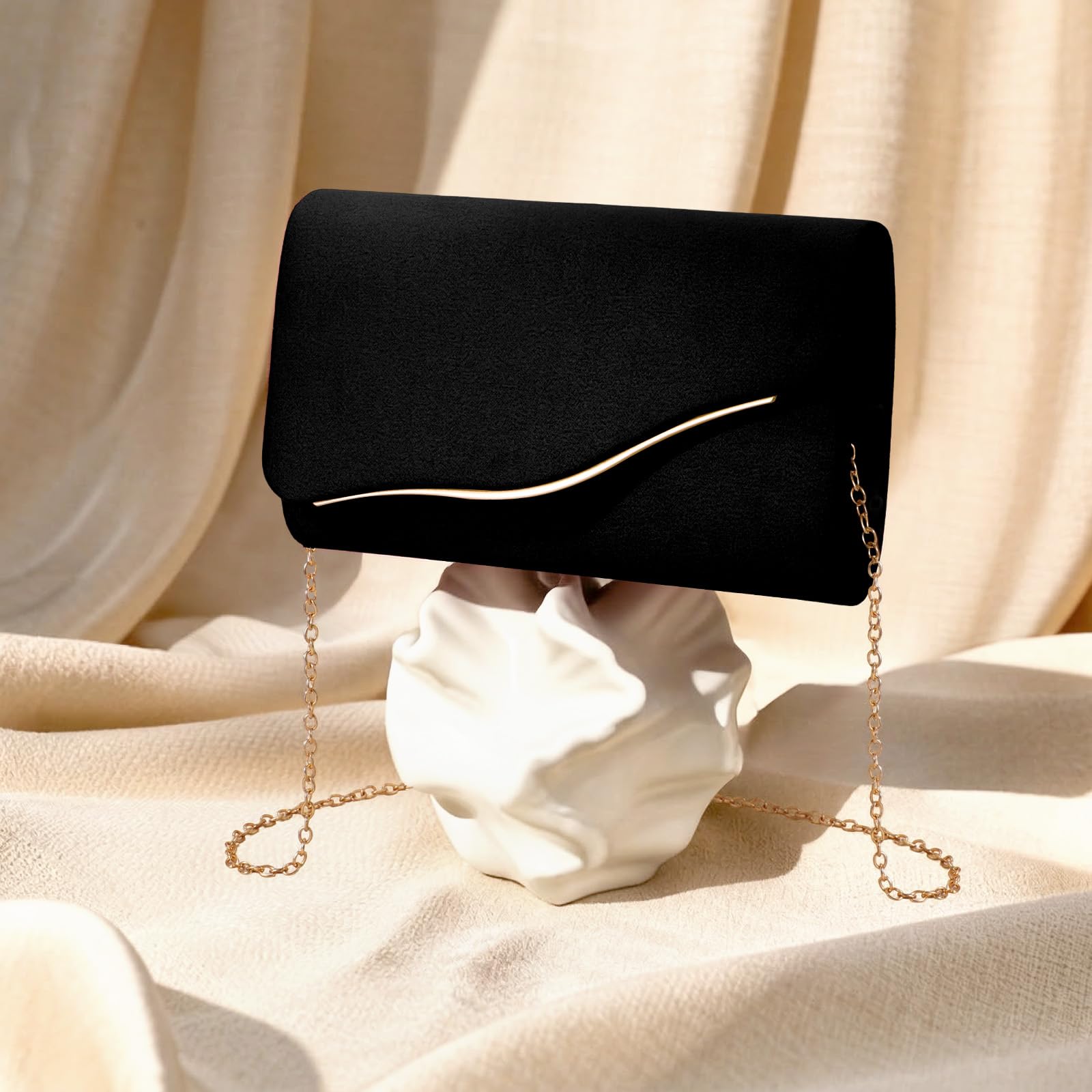Damen Clutch Handtaschen Formelle Abend Clutch mit Abnehmbarer Kette Kunstwildleder Handtasche für Hochzeitsfeiern