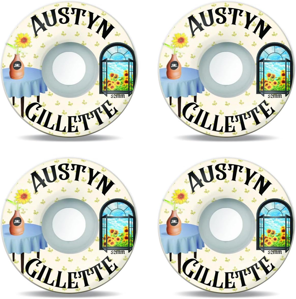 Sml Skateboard Wheels 52mm Austyn Gillette Pro Still Life OG Wide 99A with Andale Bearings - Premium, Professional Grade Accessories