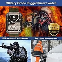 Vista 4 de Reloj inteligente militar para hombre, Bluetooth, táctico, resistente, 123 modos deportivos, 5ATM, impermeable, para teléfonos Android iOS