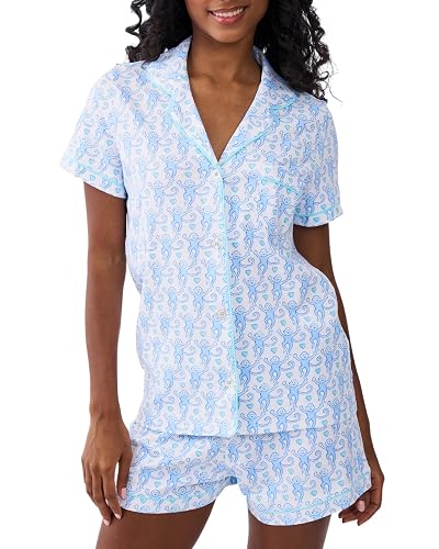 HMPEAIIY Women Y2k Pajamas Set Cute Preppy 2PCS Button Down Holiday Monkey Shorts Summer Outfit Beach Vacation Loungewear Pjs