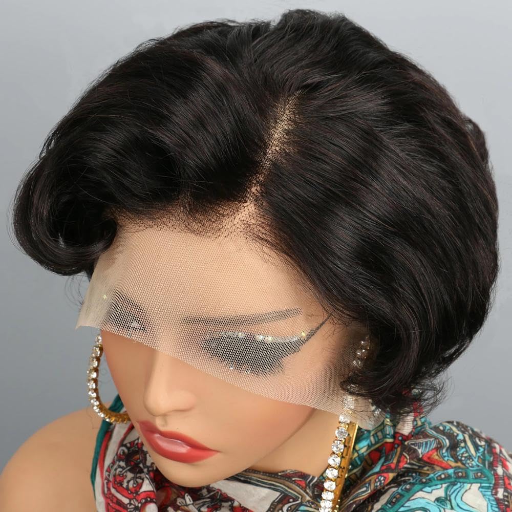 Haarpflege Natürliche Farbe Kurze Lockige Bob-Echthaar-Perücke 13 X 4 Spitzenfront Für Frauen Vorgezupft