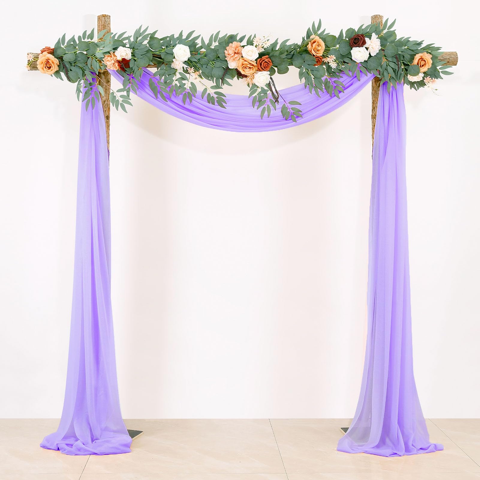 BOYOUTH Purple Voile Swag Scarf Valances Curtains,Long Sheer Chiffon Fabric Backdrop Curtains Scarves for Wedding Arch Draping,Party Outdoor Decor,30 by 394 Inches,1 Panel
