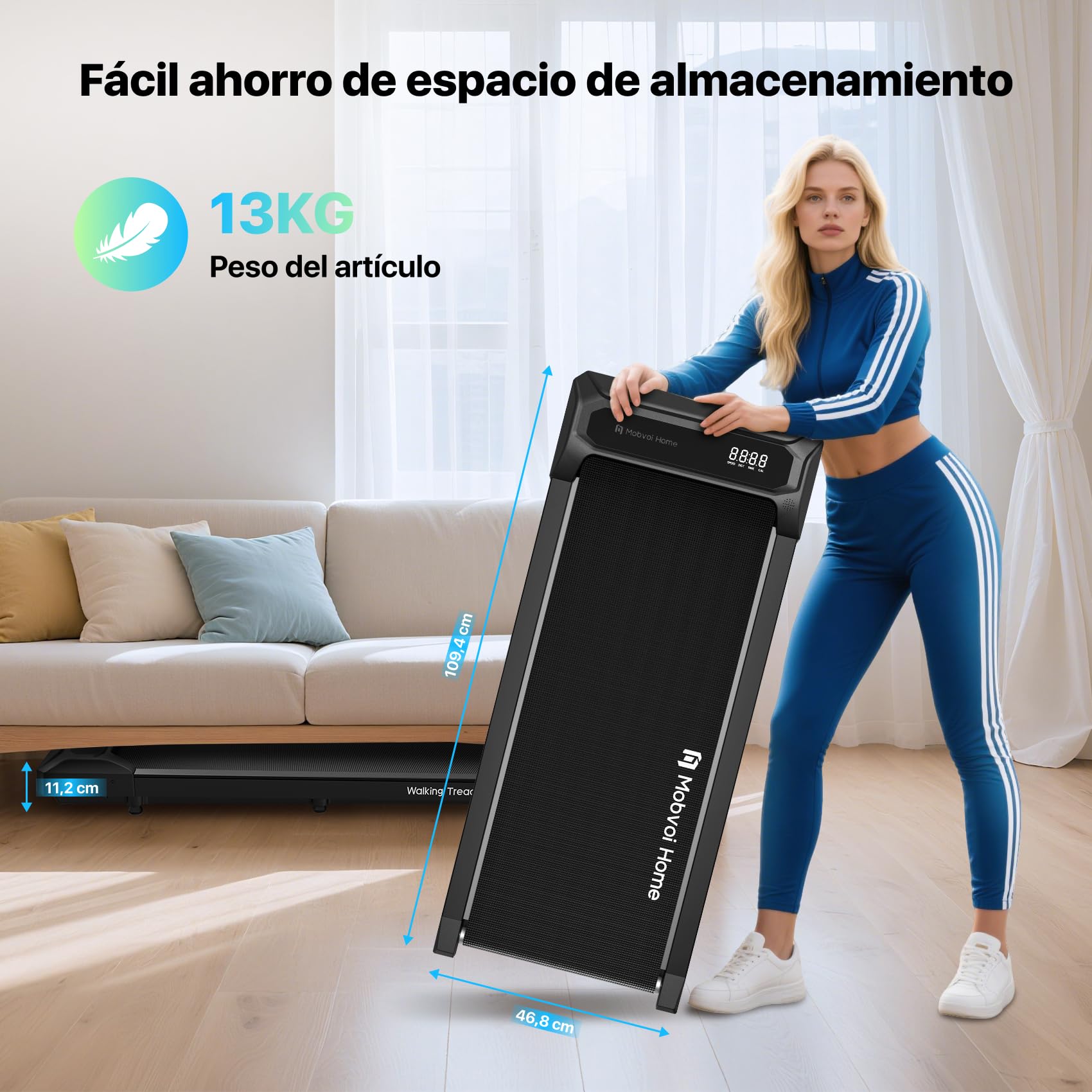 Mobvoi Desk Walking Treadmill - Portable and Compact for Home/Office, with Remote Control, Supports 120 kg, Adjustable Speed 2-6 km/h