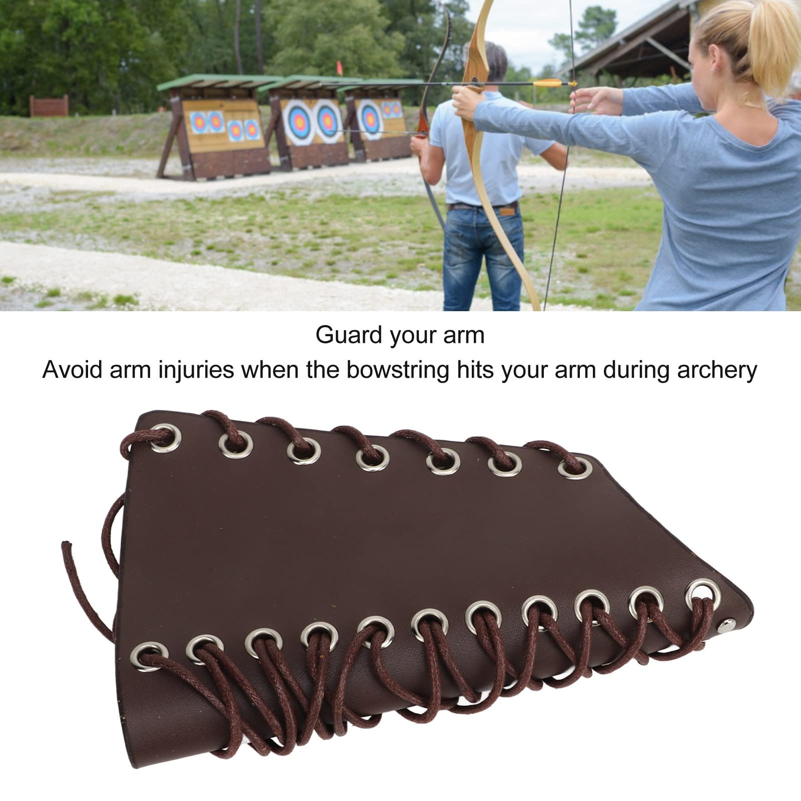 WOOXGEHM Archery Arm Guard, Skin Friendly, Comfortable, Breathable Leather Arm Guard, Asjustable Archery Armband, Arm Protection Tools for Archery