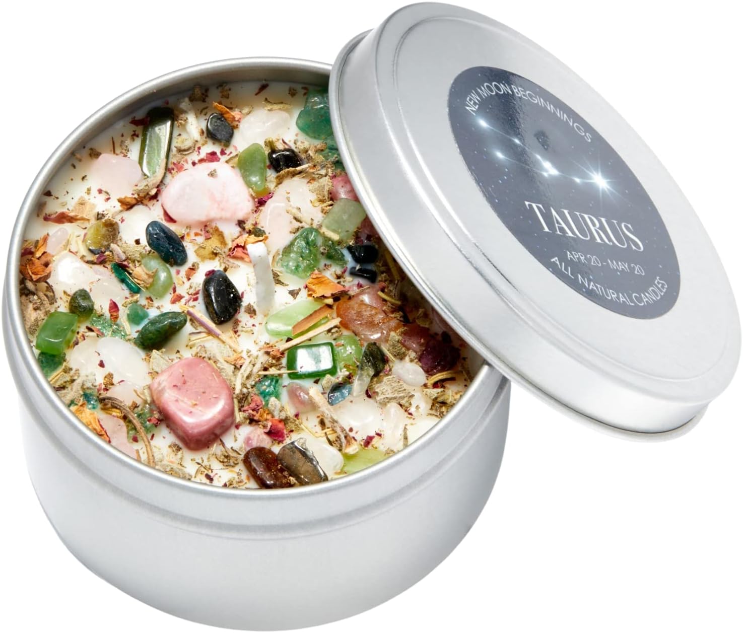 Taurus Zodiac Candle (Apr. 20 - May 20) - Soy Candle - All Natural Aromatherapy Candle - Taurus Horoscope Candle - Crystal Candles - 12 oz Glass Jar