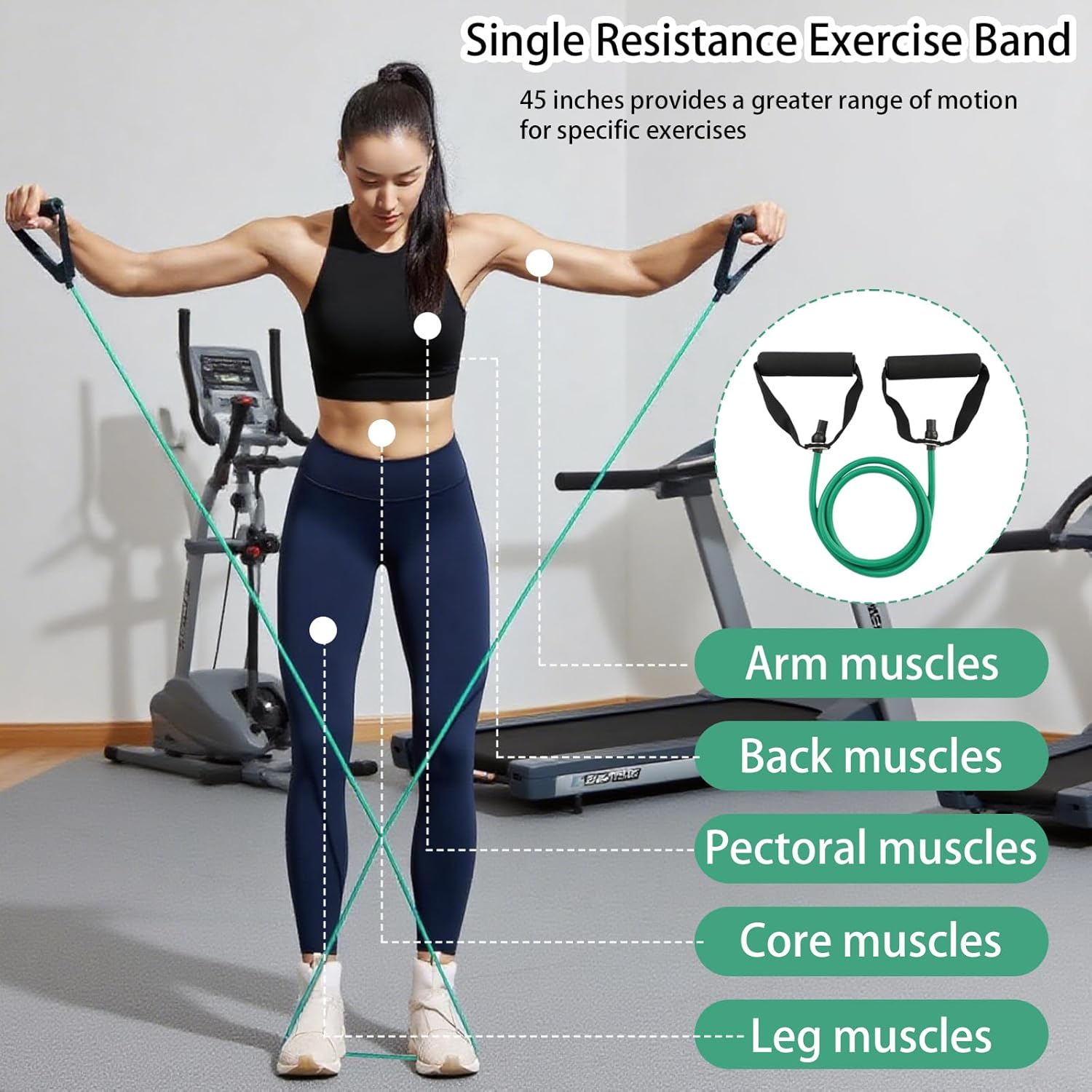 10 Pcs Single Resistance Exercise Band Bulk with Handles Strength Training Resistance Band with Drawstring Bag and Door Anchor for Men Women Muscle Toning Stretch Physical Therapy