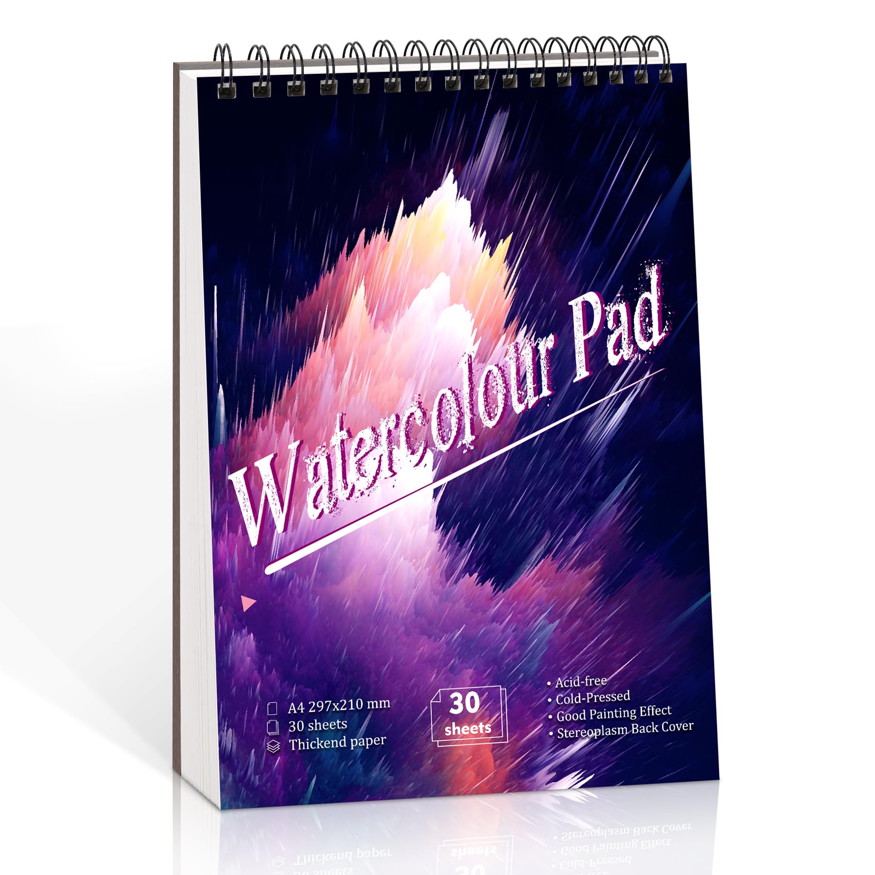 Cuaderno De Acuarela A4 Con 30 Hojas - Papel Grueso Sin ácidos, Espiral 360°, Ideal Para Artistas