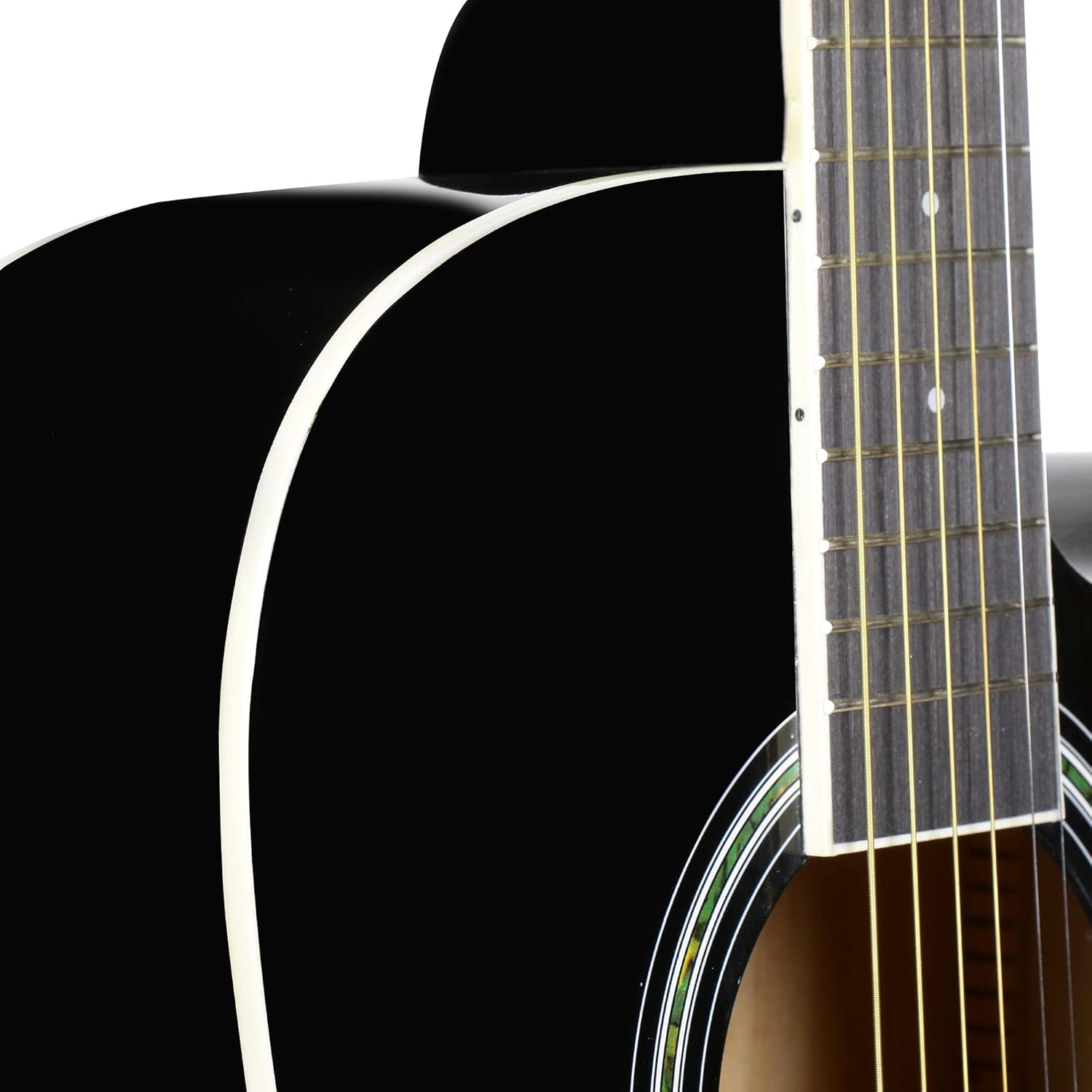 Juârez 38" Cutaway Acoustic Guitar with Bag, Strings, Plectrum and Strap, Black, 41 Inch Kit