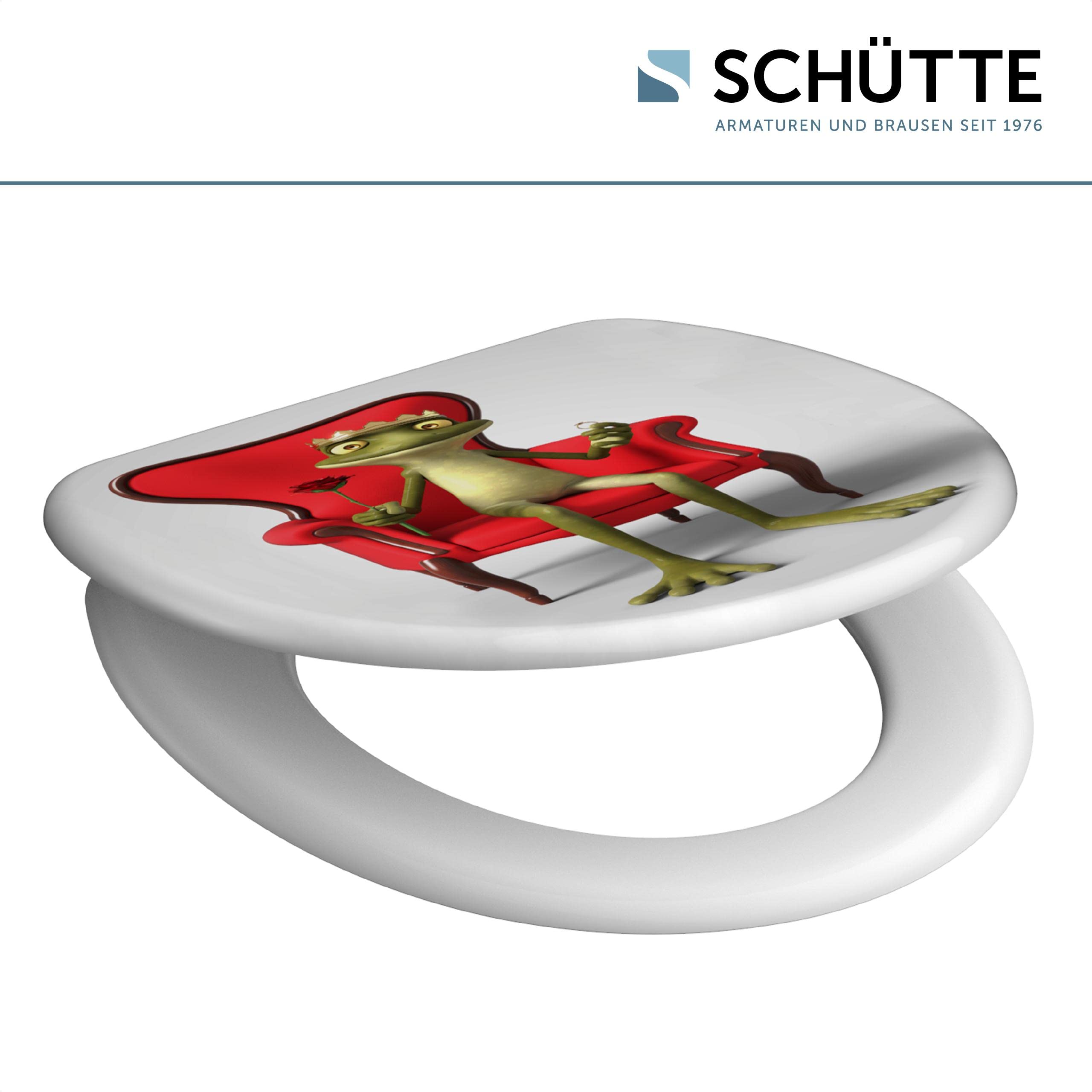 SCHÜTTE 82190 - Sedile WC in Duroplast FROG KING con abbassamento automatico