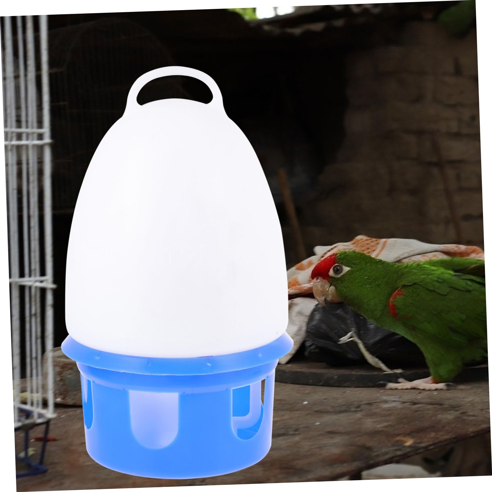 Abreuvoir pour Pigeons en PVC Bleu, Bouteille Ronde 1 Pièce