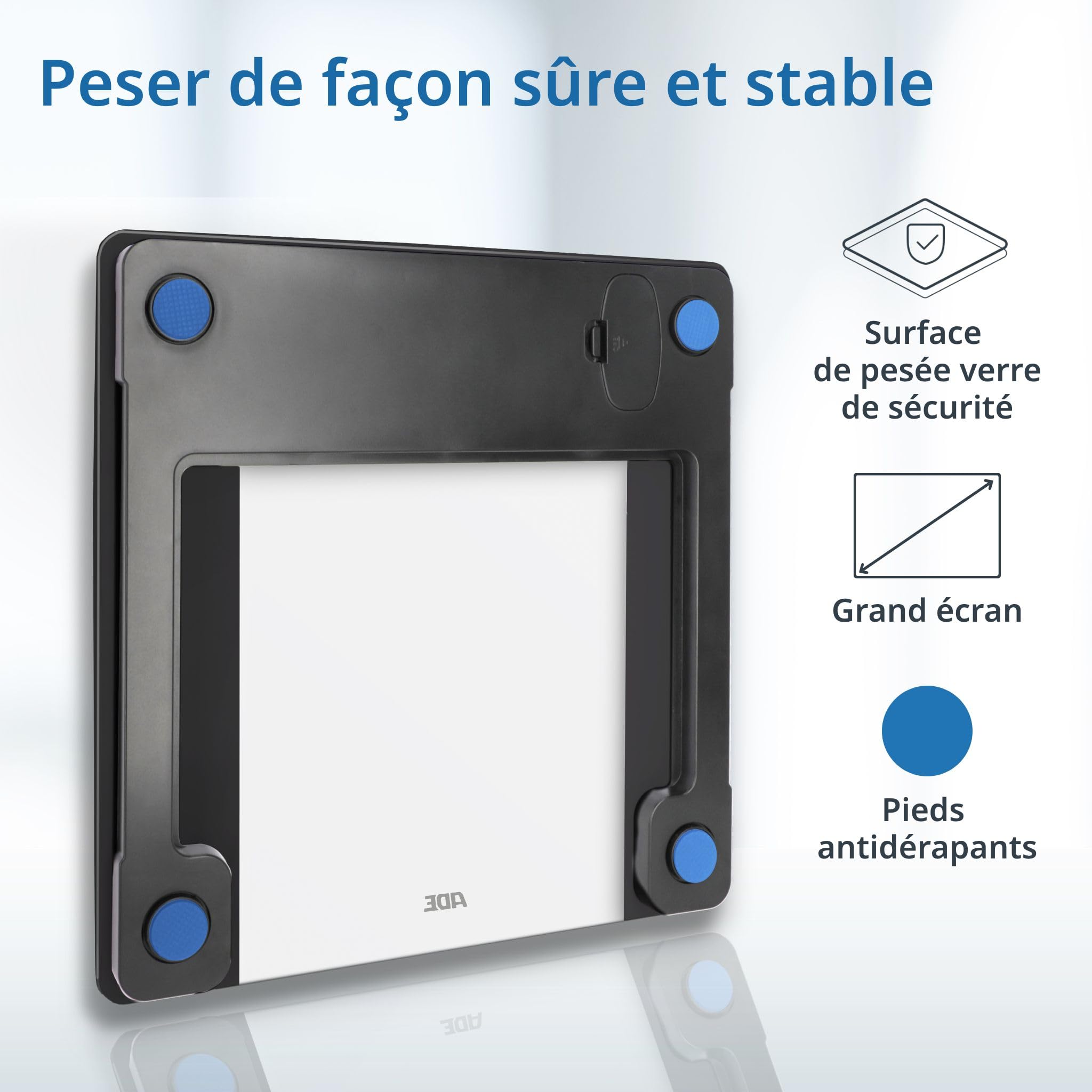 ADE Balance pèse personne impédancemètre | pèse personne masse graisseuse et muscle fiable et précis | capacité elevée du 200 kg | scales for body weight | noir